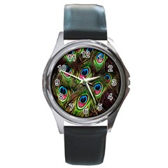 Peacock-army Round Metal Watch by nateshop