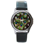 Peacock-army Round Metal Watch Front