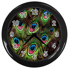 Peacock-army Wall Clock (black) by nateshop