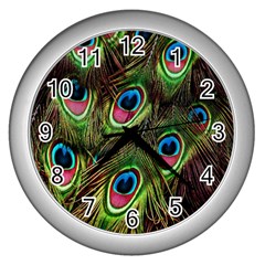 Peacock-army Wall Clock (silver) by nateshop