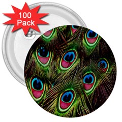 Peacock-army 3  Buttons (100 Pack)  by nateshop