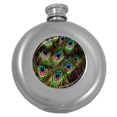 Peacock-army Round Hip Flask (5 Oz) by nateshop