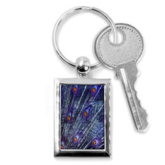 Peacock-feathers-blue Key Chain (rectangle) by nateshop