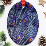 Peacock-feathers-blue Oval Ornament (Two Sides) Front