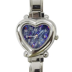 Peacock-feathers-blue Heart Italian Charm Watch by nateshop