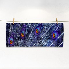 Peacock-feathers-blue Hand Towel by nateshop