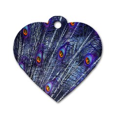 Peacock-feathers-blue Dog Tag Heart (one Side) by nateshop