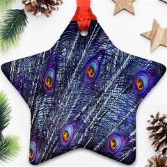 Peacock-feathers-blue Star Ornament (two Sides) by nateshop