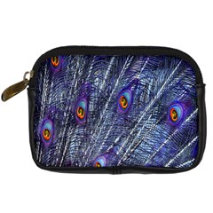 Peacock-feathers-blue Digital Camera Leather Case by nateshop