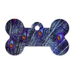 Peacock-feathers-blue Dog Tag Bone (one Side) by nateshop