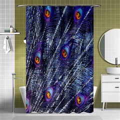 Peacock-feathers-blue Shower Curtain 48  X 72  (small)  by nateshop