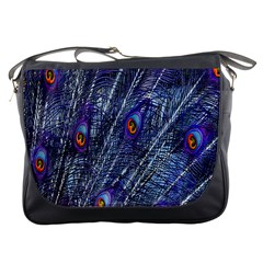 Peacock-feathers-blue Messenger Bag by nateshop