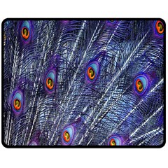 Peacock-feathers-blue Double Sided Fleece Blanket (medium)  by nateshop