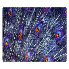 Peacock-feathers-blue Double Sided Flano Blanket (small)  by nateshop