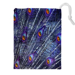 Peacock-feathers-blue Drawstring Pouch (4xl) by nateshop