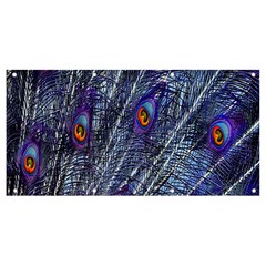 Peacock-feathers-blue Banner And Sign 8  X 4 