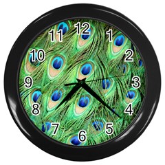 Peacock-green Wall Clock (black) by nateshop