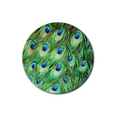 Peacock-green Rubber Round Coaster (4 Pack) by nateshop