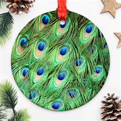 Peacock-green Round Ornament (two Sides) by nateshop