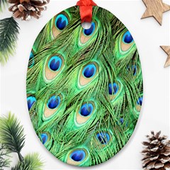 Peacock-green Oval Ornament (two Sides) by nateshop