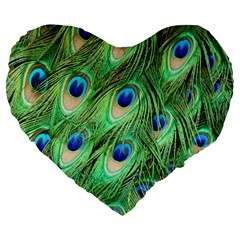 Peacock-green Large 19  Premium Heart Shape Cushions by nateshop