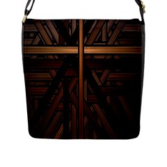 Fractal-dark Flap Closure Messenger Bag (l) by nateshop