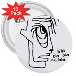 Cartoon Head Talking Drawing Tshrt 3  Buttons (10 pack)  Front