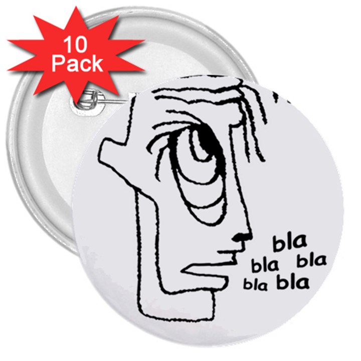 Cartoon Head Talking Drawing Tshrt 3  Buttons (10 pack) 