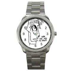 Cartoon Head Talking Drawing Tshrt Sport Metal Watch