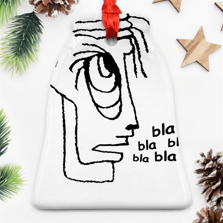 Cartoon Head Talking Drawing Tshrt Bell Ornament (Two Sides)