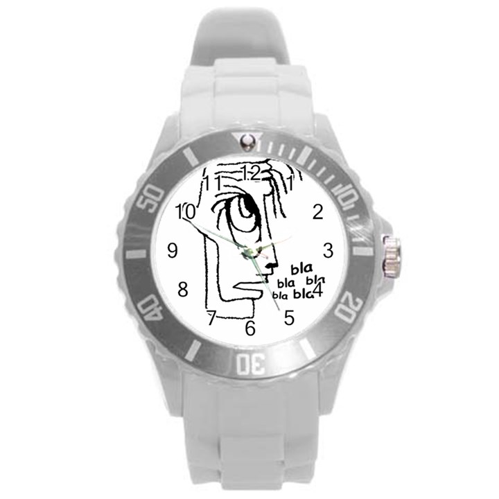 Cartoon Head Talking Drawing Tshrt Round Plastic Sport Watch (L)