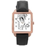 Cartoon Head Talking Drawing Tshrt Rose Gold Leather Watch  Front