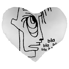 Cartoon Head Talking Drawing Tshrt Large 19  Premium Flano Heart Shape Cushions by dflcprintsclothing