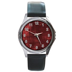 Background-maroon Round Metal Watch by nateshop