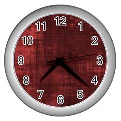 Background-maroon Wall Clock (silver) by nateshop