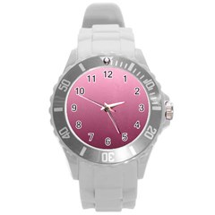 Background-pink Round Plastic Sport Watch (l) by nateshop