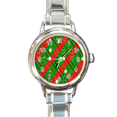 Background-green Red Star Round Italian Charm Watch