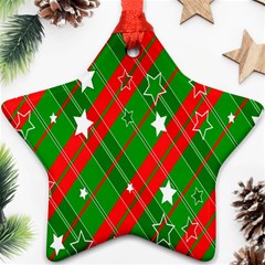 Background-green Red Star Ornament (star) by nateshop