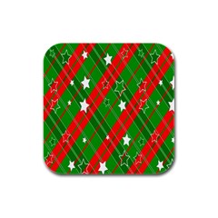 Background-green Red Star Rubber Square Coaster (4 Pack) by nateshop