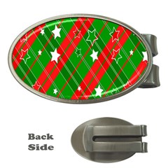 Background-green Red Star Money Clips (oval)  by nateshop