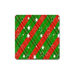 Background-green Red Star Square Magnet by nateshop