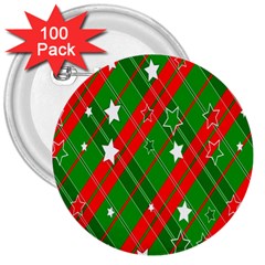 Background-green Red Star 3  Buttons (100 Pack)  by nateshop