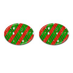 Background-green Red Star Cufflinks (oval) by nateshop