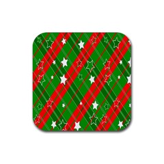 Background-green Red Star Rubber Coaster (square) by nateshop