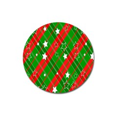 Background-green Red Star Magnet 3  (round) by nateshop