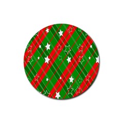 Background-green Red Star Rubber Coaster (round) by nateshop