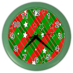 Background-green Red Star Color Wall Clock by nateshop