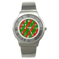 Background-green Red Star Stainless Steel Watch by nateshop