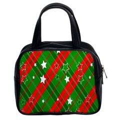 Background-green Red Star Classic Handbag (two Sides) by nateshop