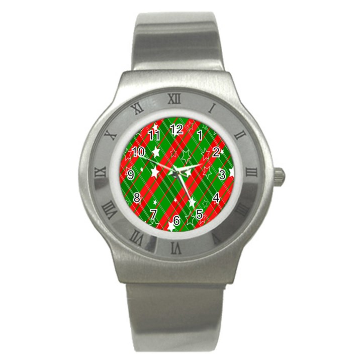 Background-green Red Star Stainless Steel Watch